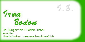 irma bodon business card